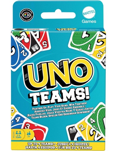 GIOCHI DI SOCIETA'E PUZZLE: vendita online MATTEL GAMES, UNO TEAMS, VERSIONE A SQUADRE, GIOCO DI CARTE, 4 SQUADRE, 7+ GIOCO U...