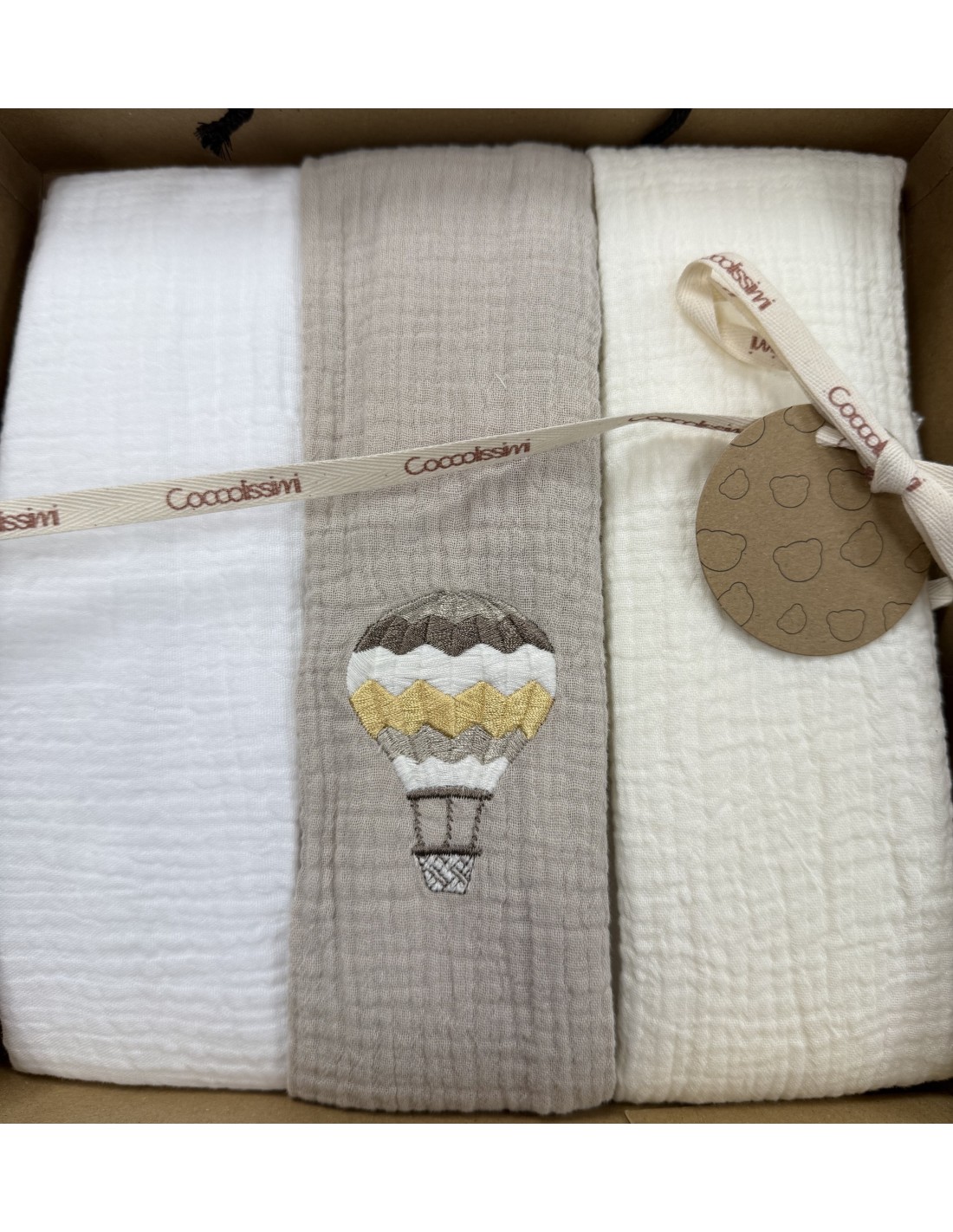 Tris mussole Balloon Moka | 100% cotone Made in Italy | Shopincasa