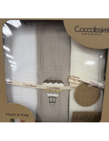 Tris mussole Balloon Moka | 100% cotone Made in Italy | Shopincasa