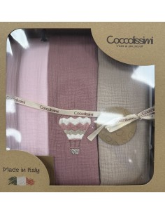 Tris mussole Balloon Old Rose | 100% cotone Made in Italy | Shopincasa