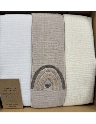 Tris mussole Rainbow Moka | 100% cotone Made in Italy | Shopincasa