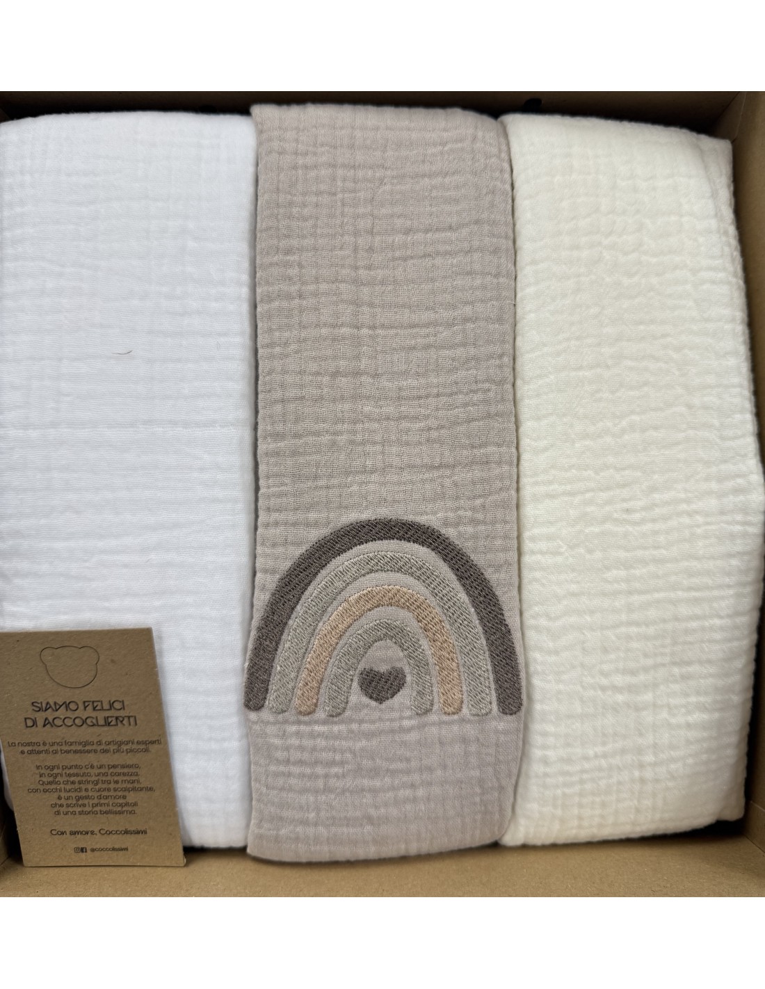 Tris mussole Rainbow Moka | 100% cotone Made in Italy | Shopincasa