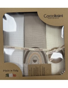 Tris mussole Rainbow Moka | 100% cotone Made in Italy | Shopincasa