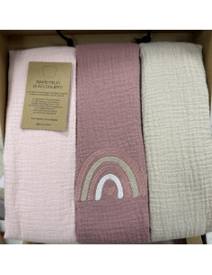 Tris mussole Rainbow Old Rose | 100% cotone Made in Italy | Shopincasa