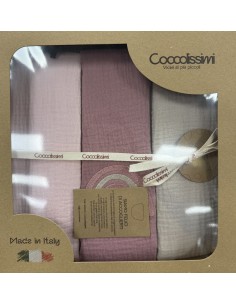 Tris mussole Rainbow Old Rose | 100% cotone Made in Italy | Shopincasa