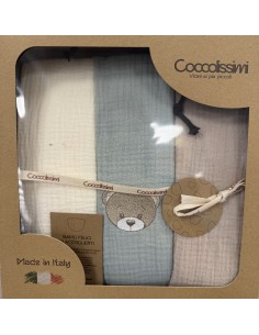 Tris mussole Teddy Agave | 100% cotone Made in Italy | Shopincasa