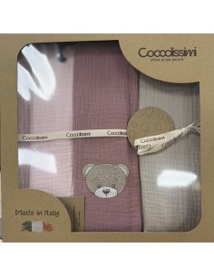 Tris mussole Teddy Old Rose | 100% cotone Made in Italy | Shopincasa