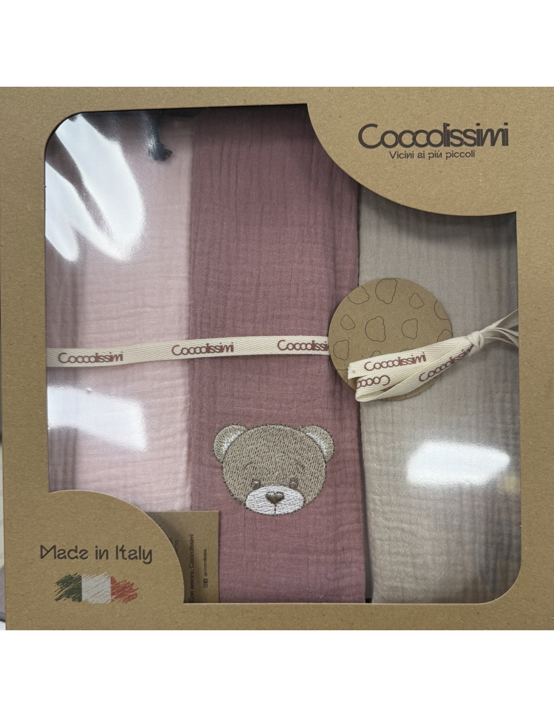 Tris mussole Teddy Old Rose | 100% cotone Made in Italy | Shopincasa