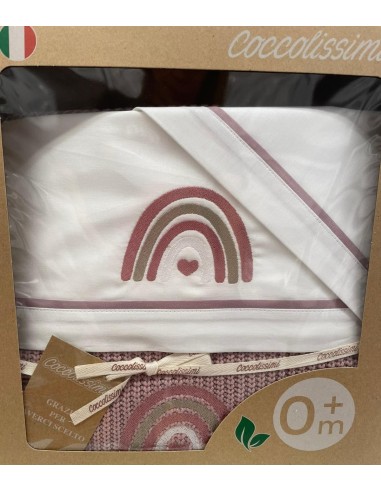 Coperta Lana + Set Lenzuola Carrozzina Rainbow Old Rose | Shopincasa.it