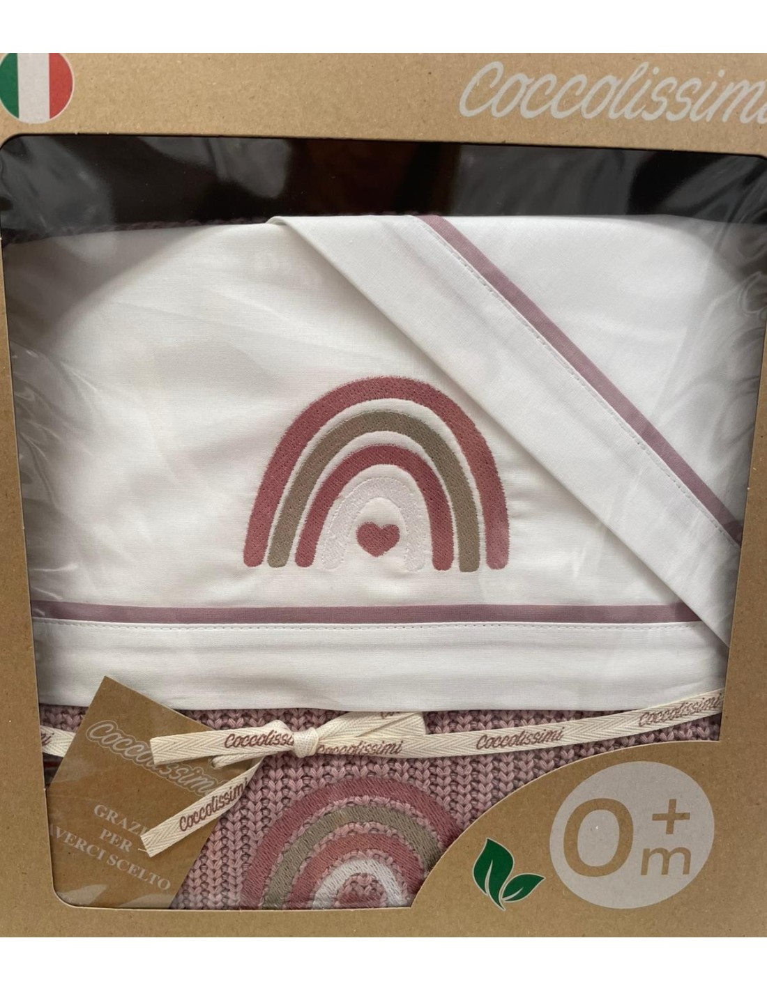 Coperta Lana + Set Lenzuola Carrozzina Rainbow Old Rose | Shopincasa.it