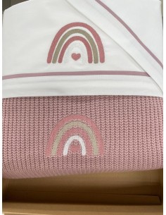 Coperta Lana + Set Lenzuola Carrozzina Rainbow Old Rose | Shopincasa.it