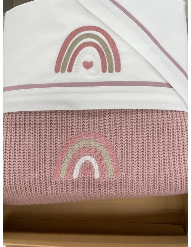 Coperta Lana + Set Lenzuola Carrozzina Rainbow Old Rose | Shopincasa.it