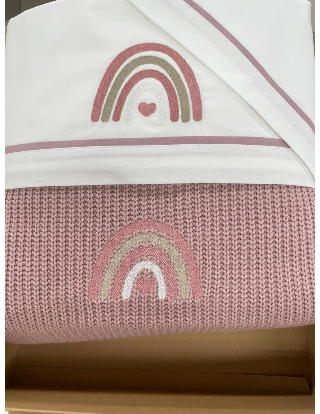 Coperta Lana + Set Lenzuola Carrozzina Rainbow Old Rose | Shopincasa.it