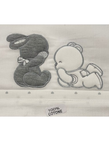 Completo piumone carrozzina Sempre Amici Grigio con due orsetti | 100% cotone Made in Italy | Shopincasa