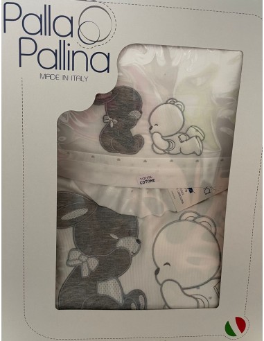 Completo piumone carrozzina Sempre Amici Grigio con due orsetti | 100% cotone Made in Italy | Shopincasa