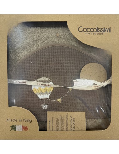 Accappatoio triangolo neonato Balloon Moka | 100% spugna Made in Italy | Shopincasa