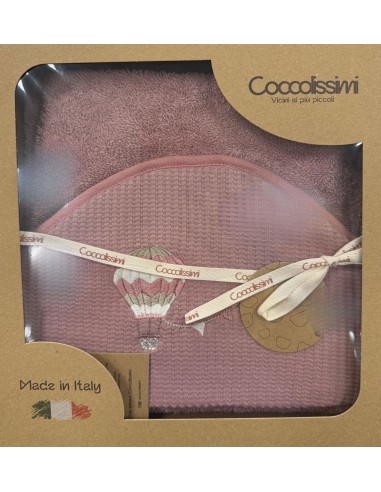 Accappatoio triangolo neonato Balloon Old Rose | 100% spugna Made in Italy | Shopincasa
