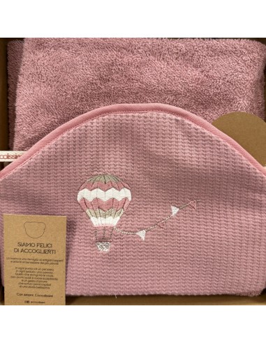 Accappatoio triangolo neonato Balloon Old Rose | 100% spugna Made in Italy | Shopincasa