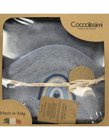 Accappatoio triangolo neonato Rainbow Avio | 100% spugna Made in Italy | Shopincasa