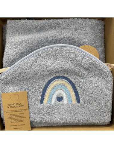 Accappatoio triangolo neonato Rainbow Avio | 100% spugna Made in Italy | Shopincasa