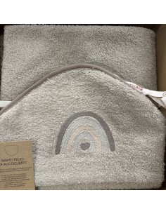 Accappatoio triangolo neonato Rainbow Moka | 100% spugna Made in Italy | Shopincasa