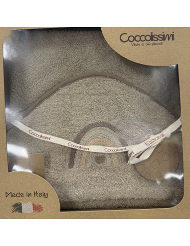 Accappatoio triangolo neonato Rainbow Moka | 100% spugna Made in Italy | Shopincasa
