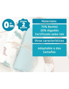 Set 2 museline dinosauri Sage 120x120 cm | Bambù e Cotone | Shopincasa.it