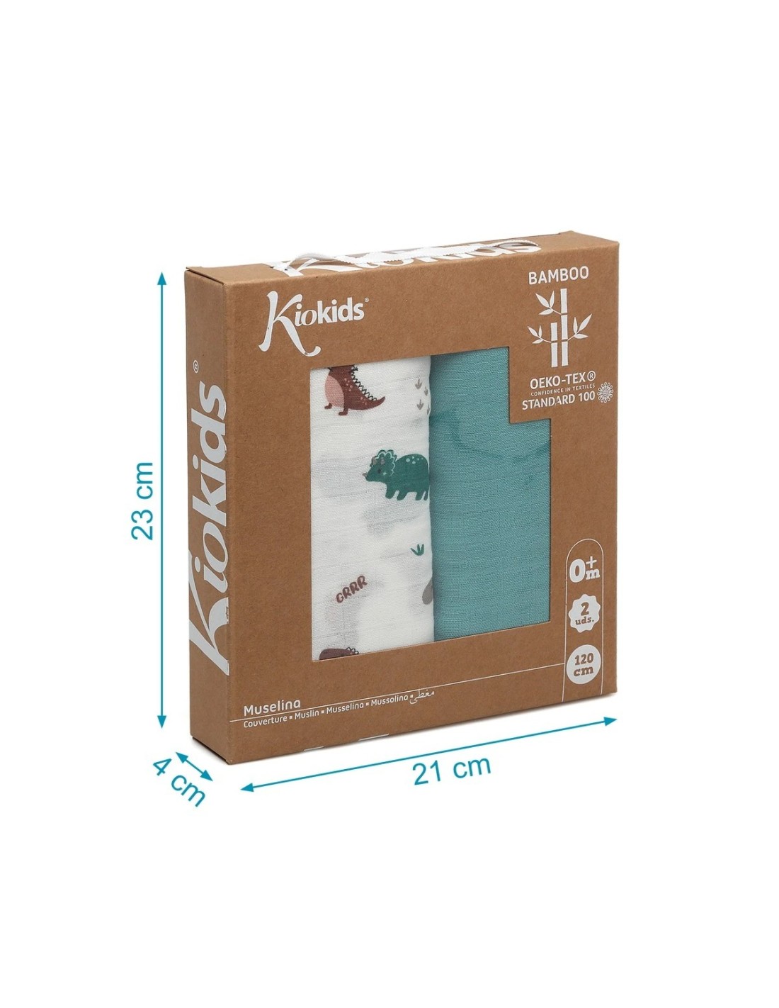 Set 2 museline dinosauri Sage 120x120 cm | Bambù e Cotone | Shopincasa.it