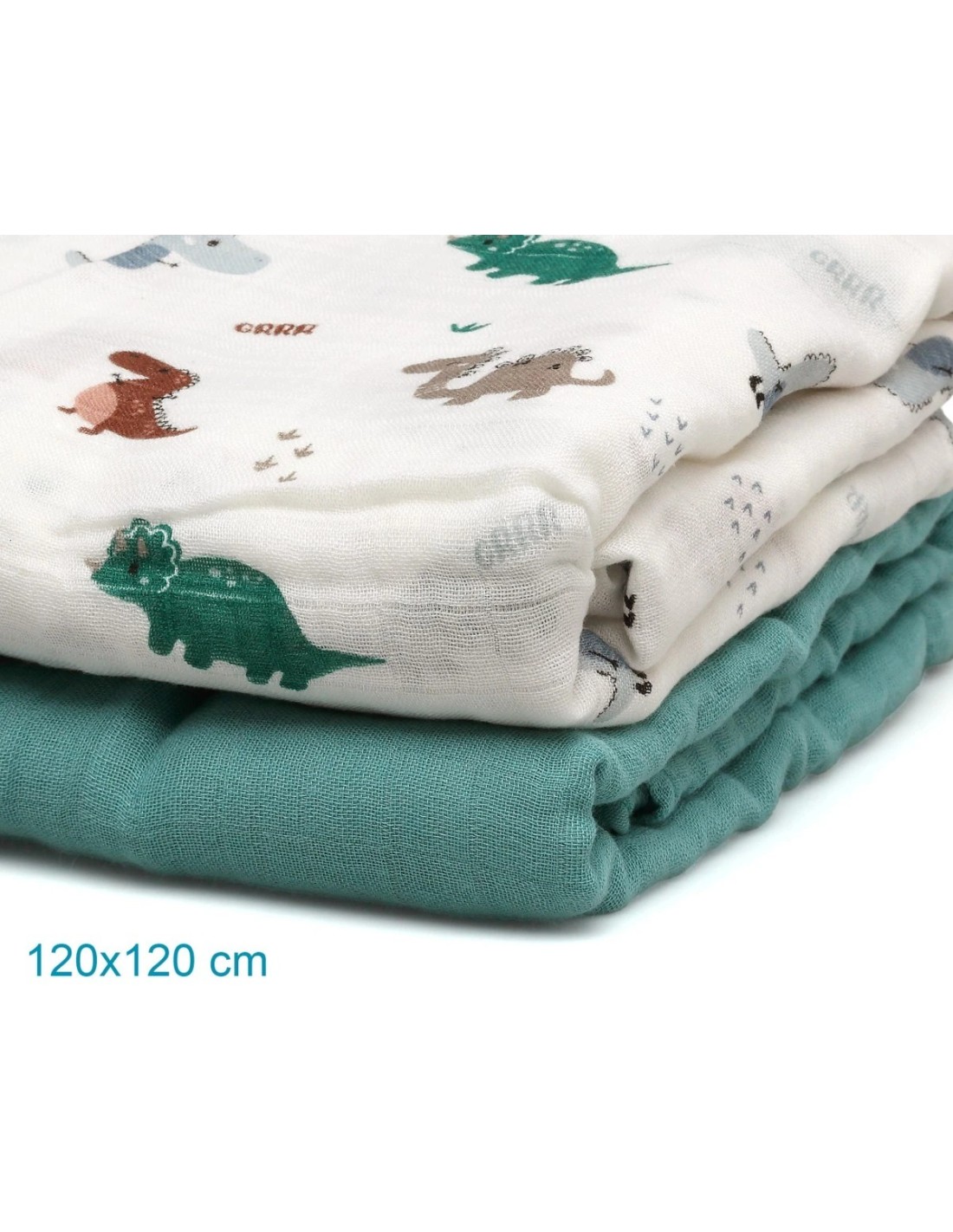 Set 2 museline dinosauri Sage 120x120 cm | Bambù e Cotone | Shopincasa.it
