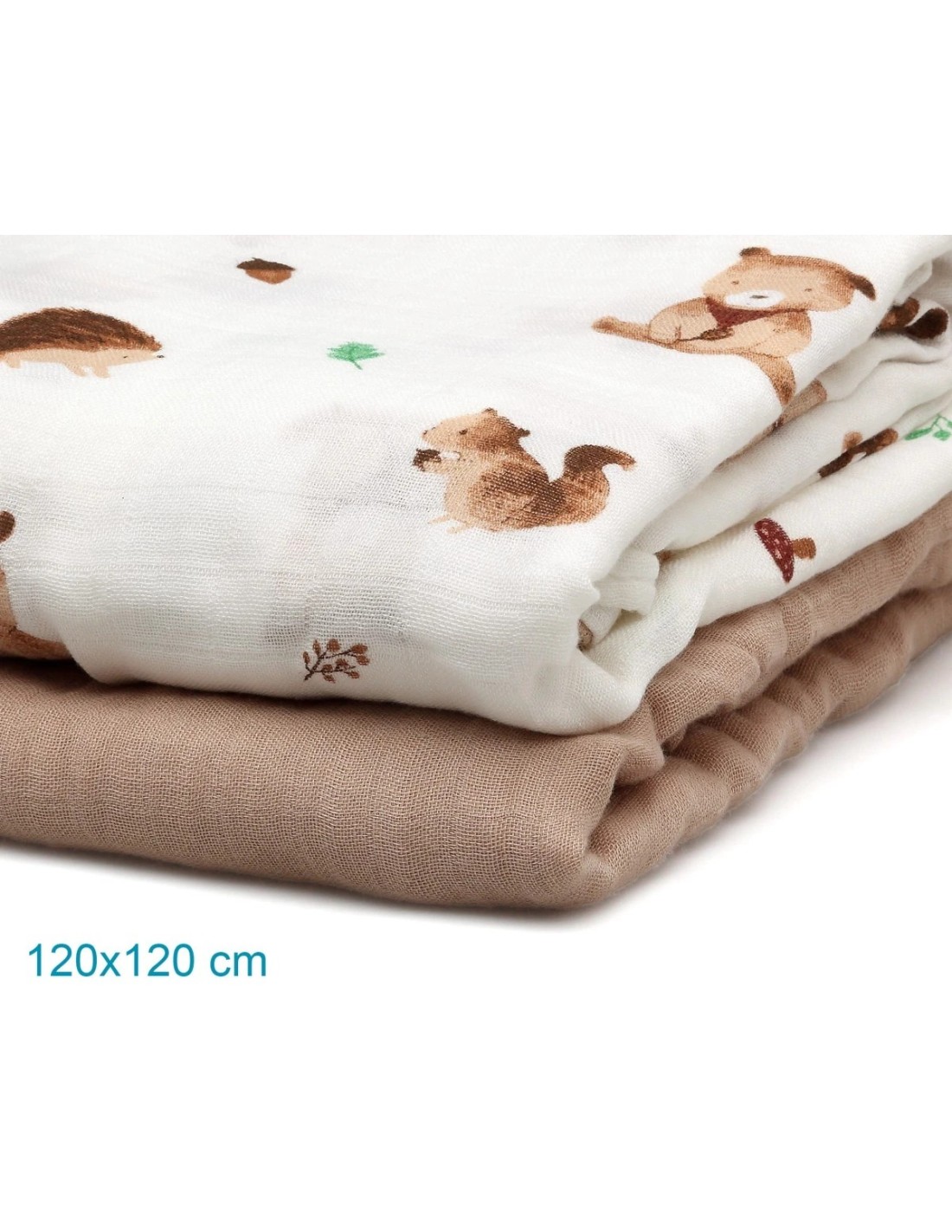 Set 2 mussole orsi marrone 120x120 cm | Bambù e Cotone | Shopincasa.it