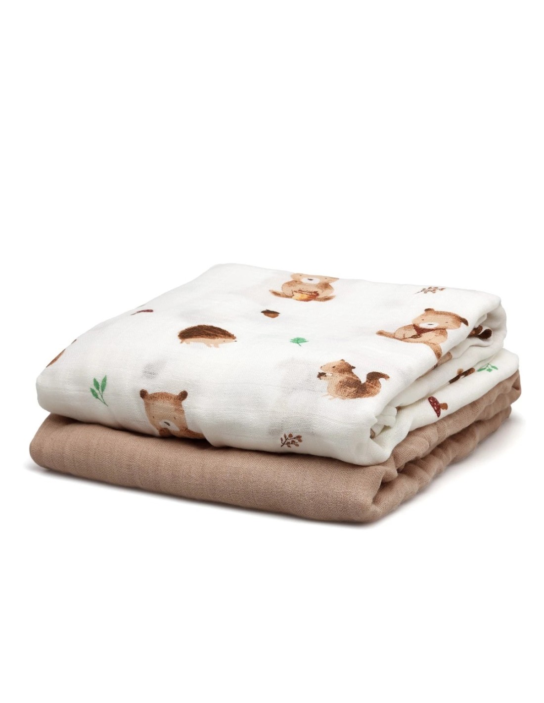 Set 2 mussole orsi marrone 120x120 cm | Bambù e Cotone | Shopincasa.it