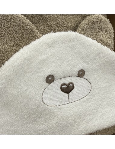 Accappatoio triangolo neonato Teddy Tortora Panna | 100% spugna Made in Italy | Shopincasa