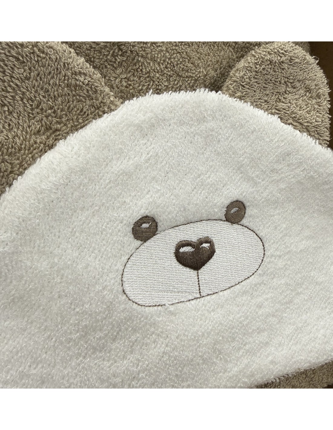 Accappatoio triangolo neonato Teddy Tortora Panna | 100% spugna Made in Italy | Shopincasa