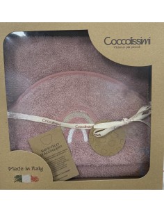 Accappatoio triangolo neonato Rainbow Old Rose | 100% spugna Made in Italy | Shopincasa