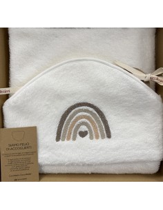 Accappatoio triangolo neonato Rainbow Panna | 100% spugna Made in Italy | Shopincasa