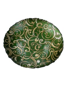 52737 CENTROTAVOLA VETRO 40CM VERDE FILO ORO