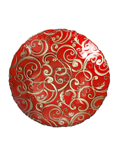 52743 CENTROTAVOLA VETRO 40CM ROSSO FILO ORO