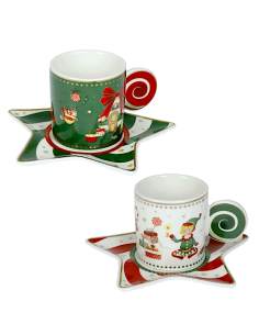 84560 SET 2 TAZZINE CAFFE ELFOMAGIA BIANCO/VERDE