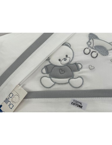 Piumone e lenzuola carrozzina Avviatore Grigio con orsetto | Shopincasa