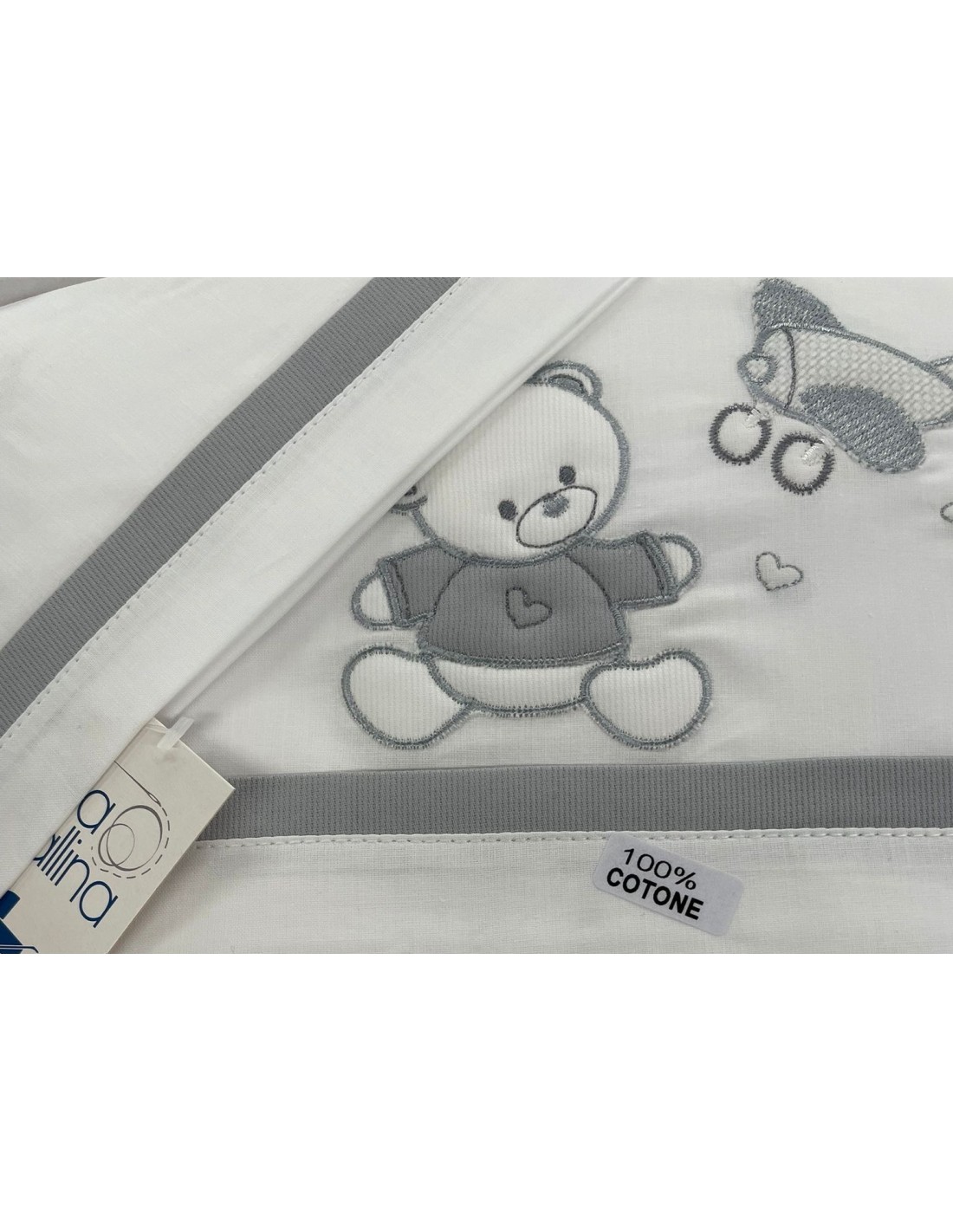 Piumone e lenzuola carrozzina Avviatore Grigio con orsetto | Shopincasa