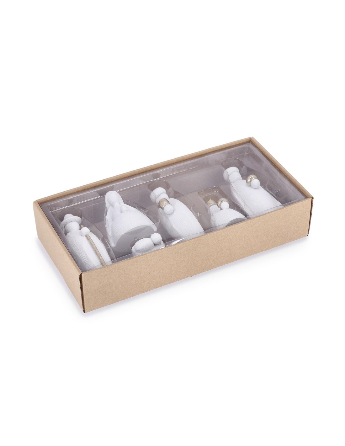 OGGETTISTICA NATALE: vendita online Natività Rory bianca 6 figure in resina 38x18x7,5h, Sacra Famiglia elegante, presepe raff...