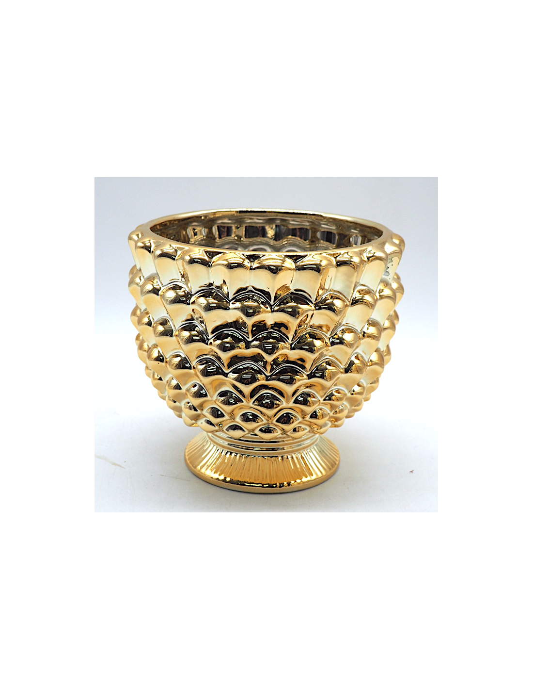 OGGETTISTICA NATALE: vendita online Alzata pigna di Natale oro 11,5x16x16cm ceramica - La magia di Natale a casa tua in offerta