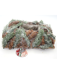 PIANTA AGHI PINO CON PIGNE 9X32X23CM INNEVATO