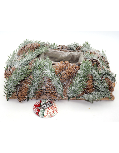 PIANTA AGHI PINO CON PIGNE 9X32X23CM INNEVATO