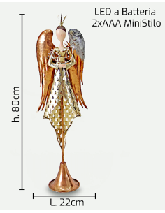 SOGGETTO ANGELO PACE 80CM METALLO LED