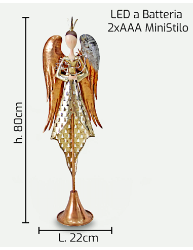 SOGGETTO ANGELO PACE 80CM METALLO LED