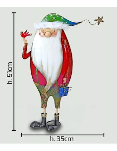 SOGGETTO SANTA REGALO 51CM METALLO LED