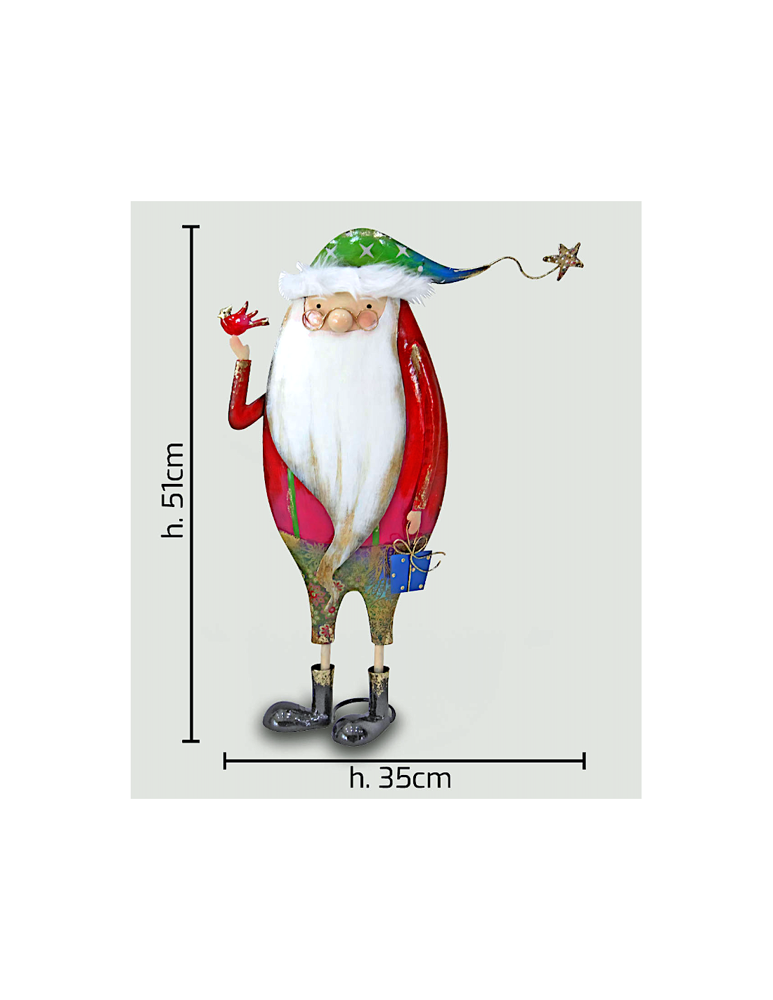 SOGGETTO SANTA REGALO 51CM METALLO LED