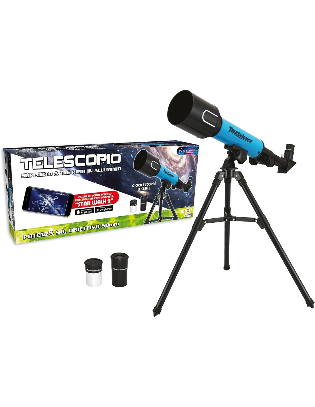 PLASTIART 74211 TELESCOPIO ASTRONOMICO POTENZA 90 su Shop in Casa