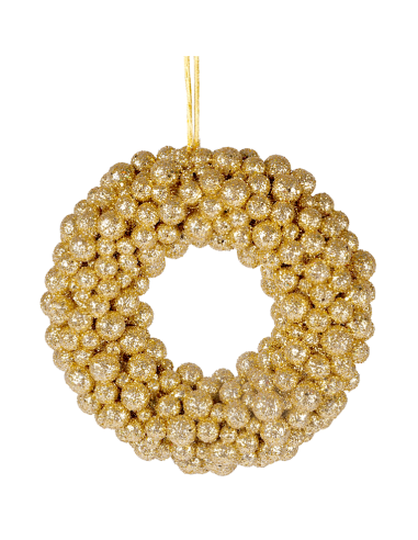DIETROPORTA: vendita online Decorazione corona di Natale Ø20cm con bacche oro glitterate in PVC - La magia di Natale a casa t...